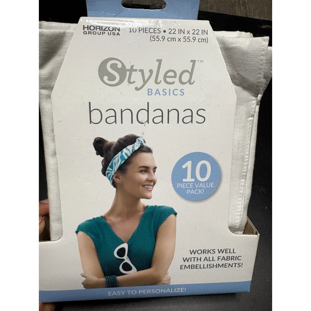 Pack of 8 White Bandanas Large Cotton 22 x 22 in Party Easy to Personalize Style